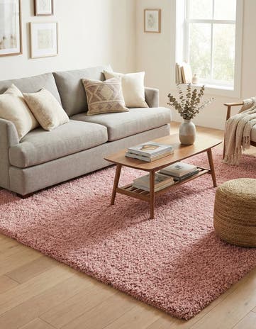 Pink Zermatt Shag Square Rug