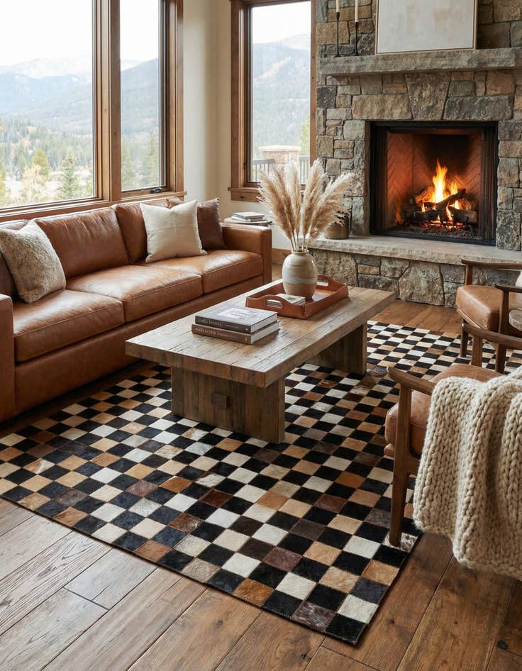 Detail image of 5' x 8' Cowhide Leather Rug