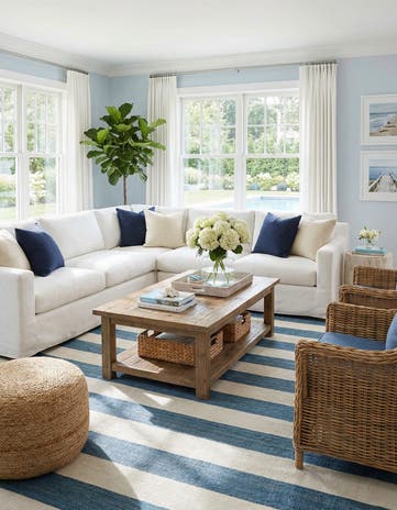 Sky blue Jill Zarin Hamptons Square Rug