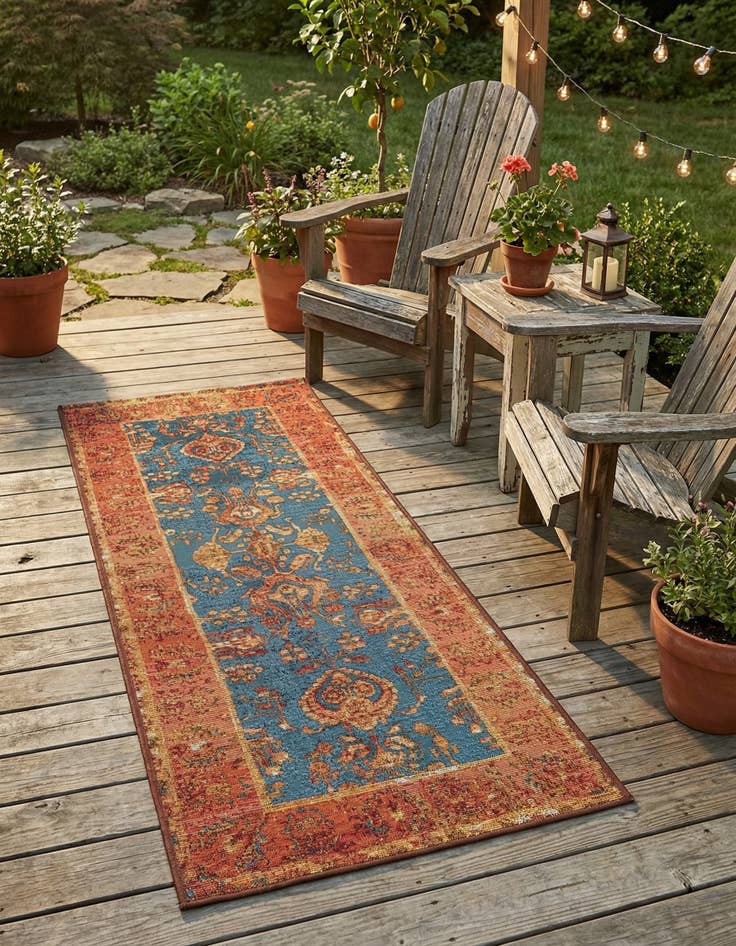 Detail image of  2' x 5'  Washable Traditional Indoor / Outdoor Runner Rug