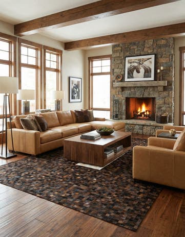 8' 1 x 9' 11 Cowhide & Leather Rug