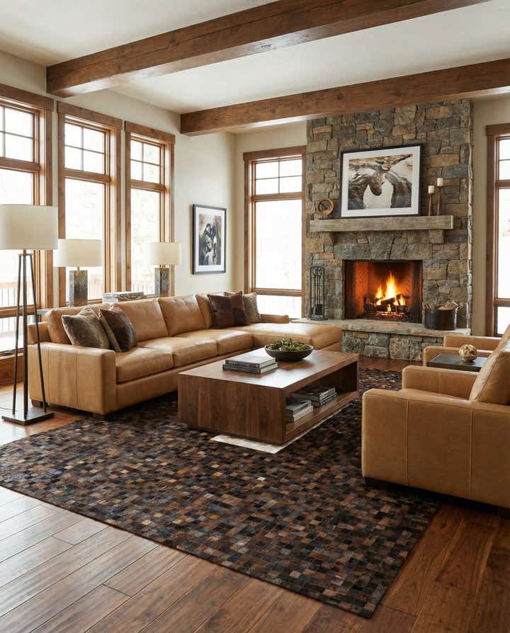 8' 1 x 9' 11 Cowhide & Leather Rug