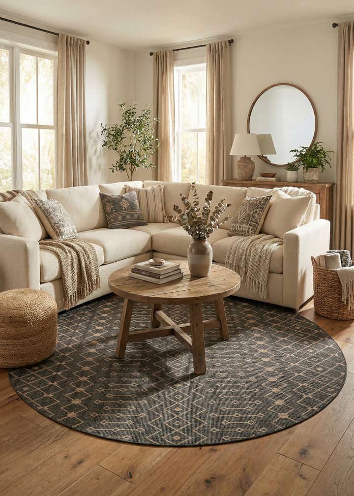 10' 8 x 10' 8 Easy-Clean Trellis Indoor / Outdoor Round Rug