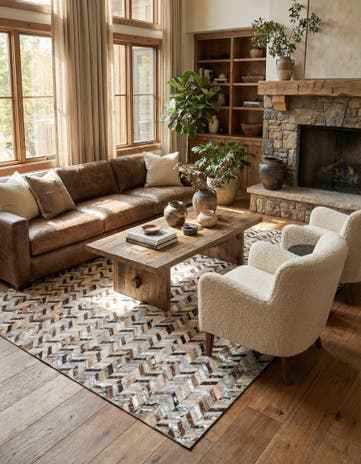 5' 3 x 7' 3 Cowhide Stocks Rug