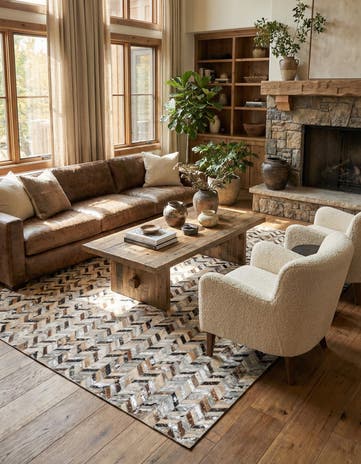 5' 3 x 7' 3 Cowhide Stocks Rug
