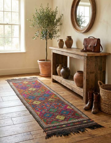 2' 2 x 7' 10 Hand Knotted Kilim Fars Persian Wool Runner Rug