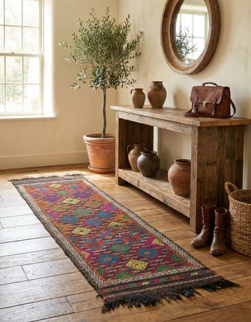 2' 2 x 7' 10 Hand Knotted Kilim Fars Persian Wool Runner Rug