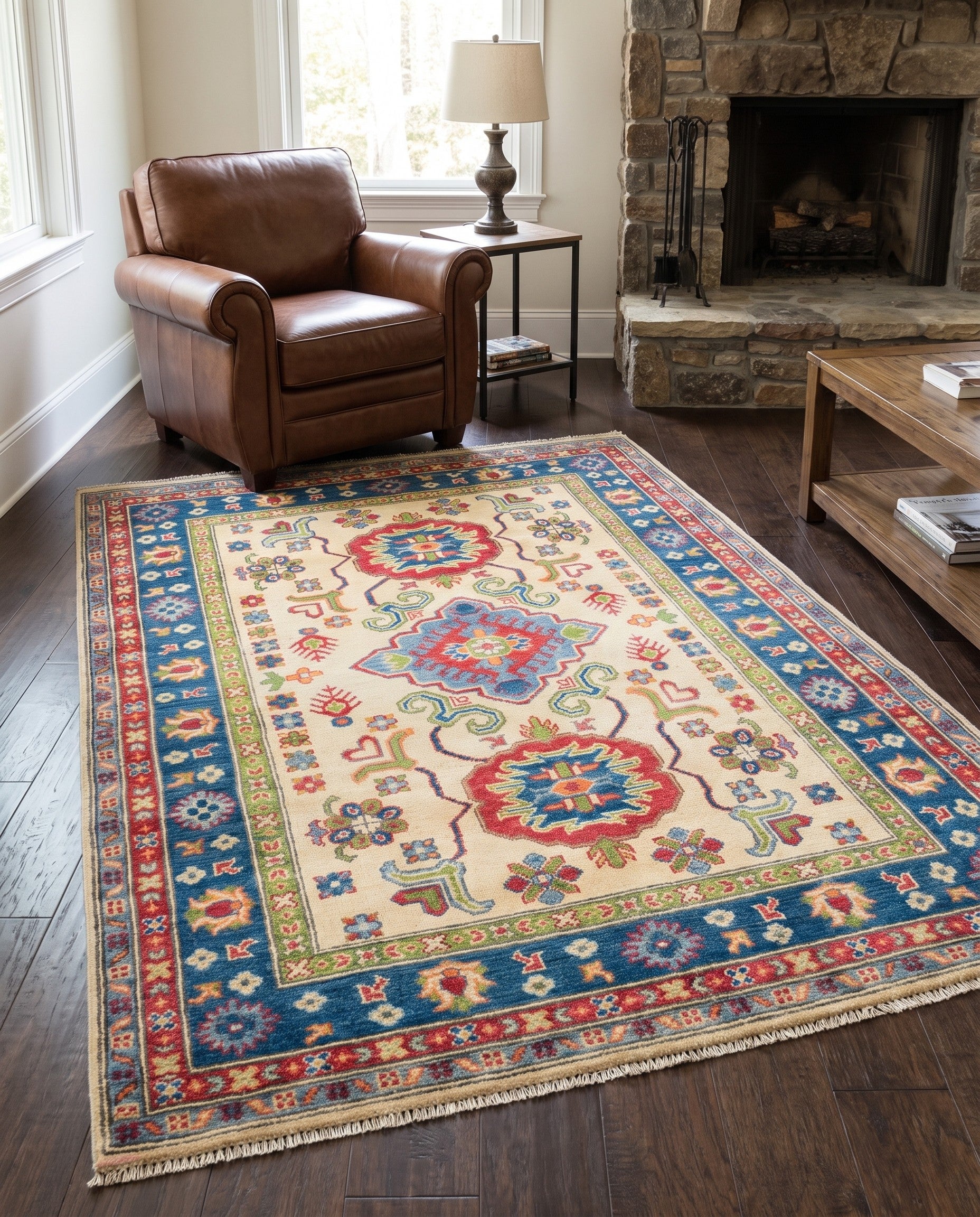 4' x 6' 1 Hand Knotted Kazak Rug