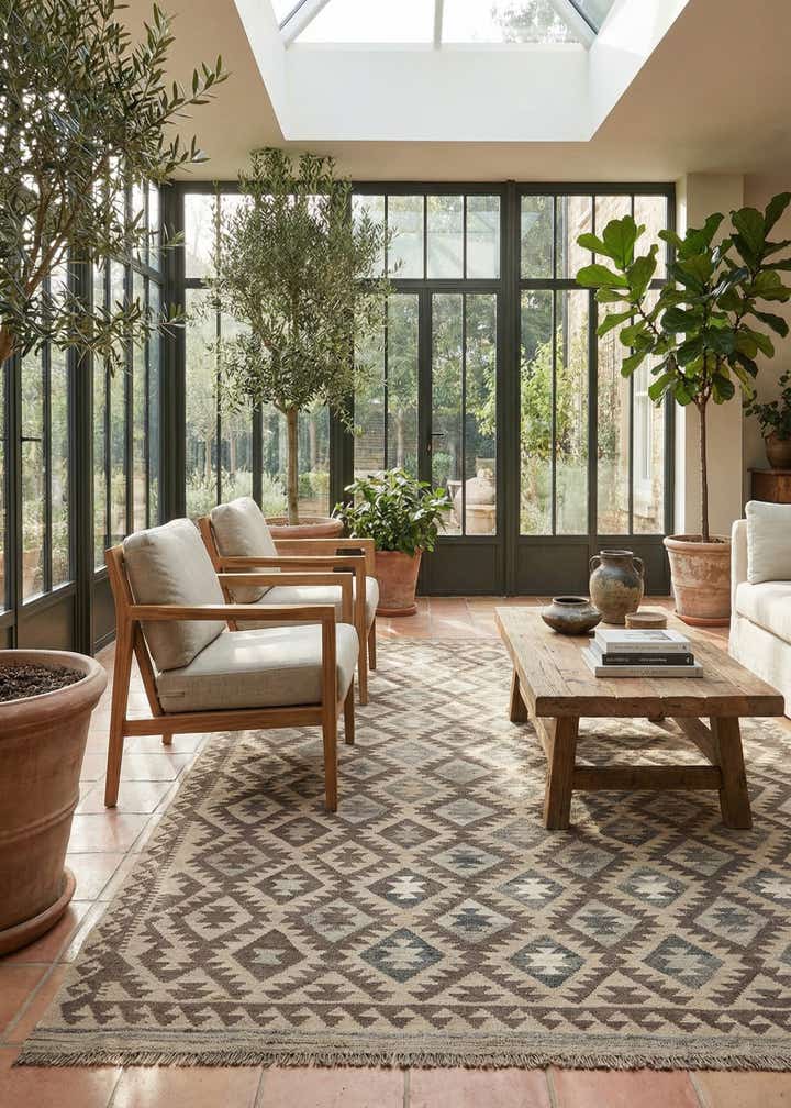 6' 5 x 9' 8 Hand Woven Kilim Maymana Wool Rug