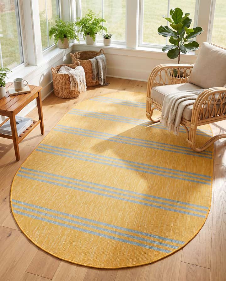 5' 3 x 8' Easy-Clean Jill Zarin Anguilla Indoor / Outdoor Oval Rug