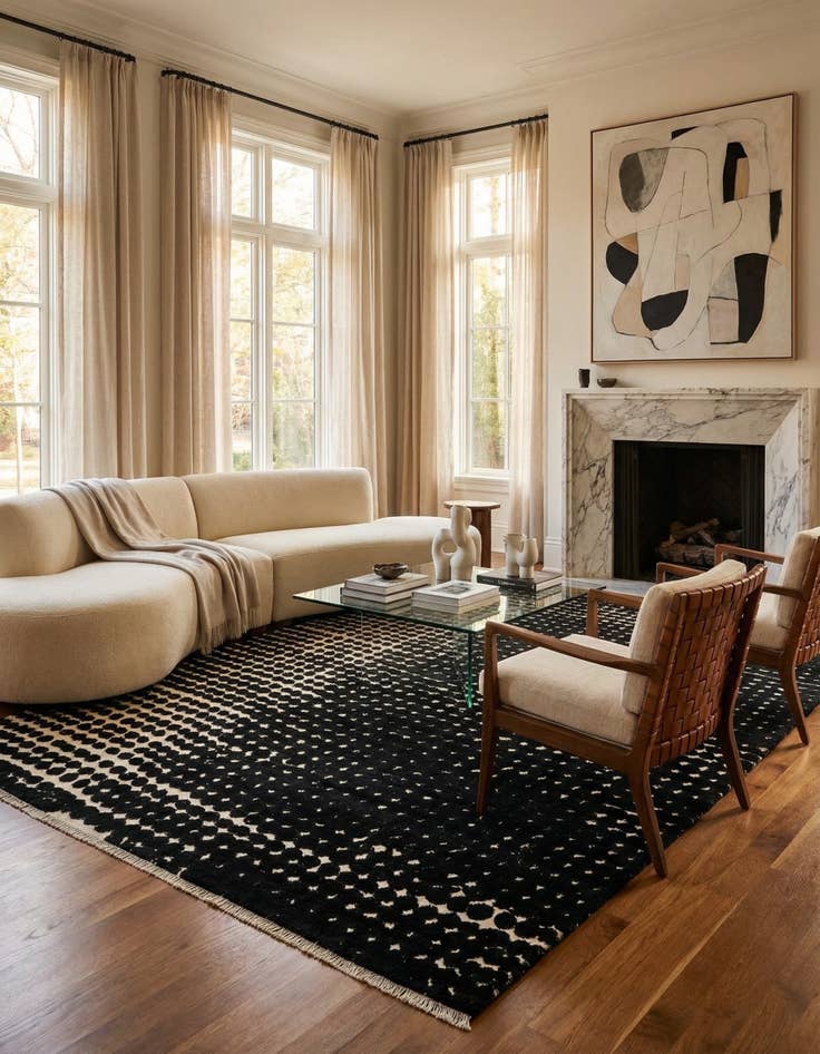 Detail image of 8' 10 x 12'  Hand Knotted Darya Wool Rug