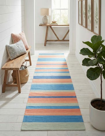 2' 7 x 12' Hand Woven Flatweave Cotton Dhurrie Runner Rug