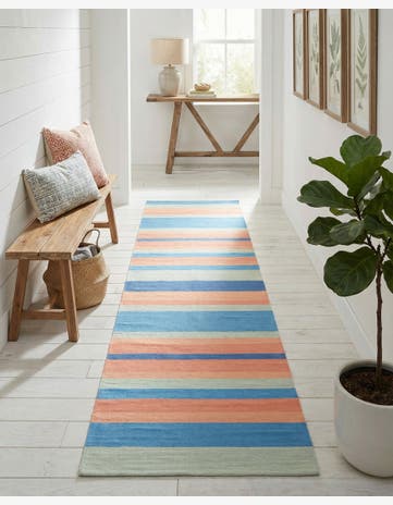 2' 7 x 12' Hand Woven Flatweave Cotton Dhurrie Runner Rug