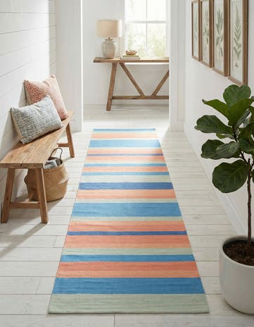 2' 7 x 12' Hand Woven Flatweave Cotton Dhurrie Runner Rug