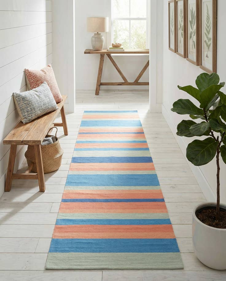 Detail image of 2' 7 x 12' Hand Woven Flatweave Cotton Dhurrie Runner Rug