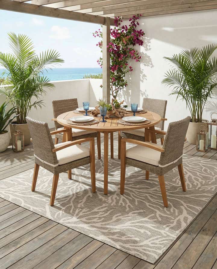 7' 10 x 7' 10 Easy-Clean Coastal Indoor / Outdoor Square Rug