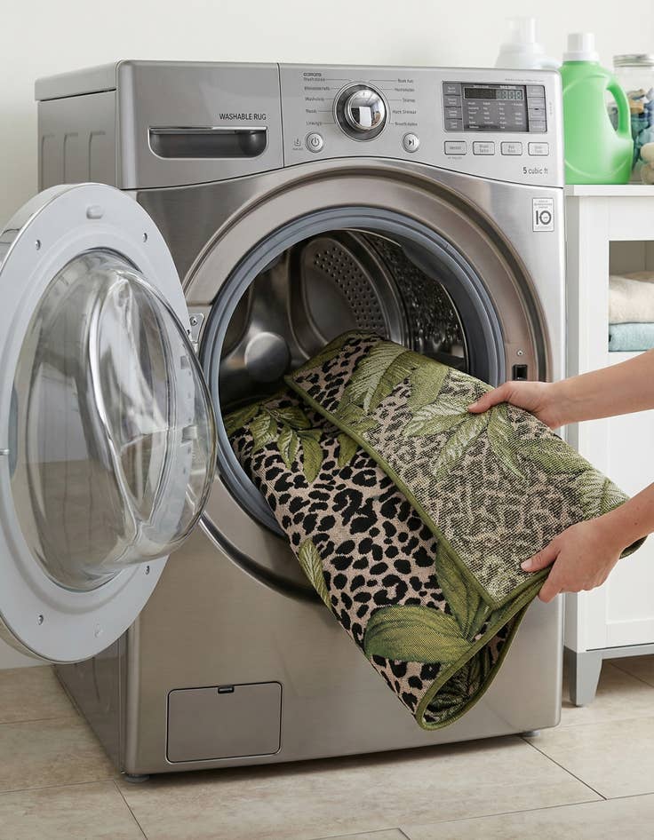 Detail image of 2' 7 x 7'  Washable Botanical Indoor / Outdoor Runner Rug