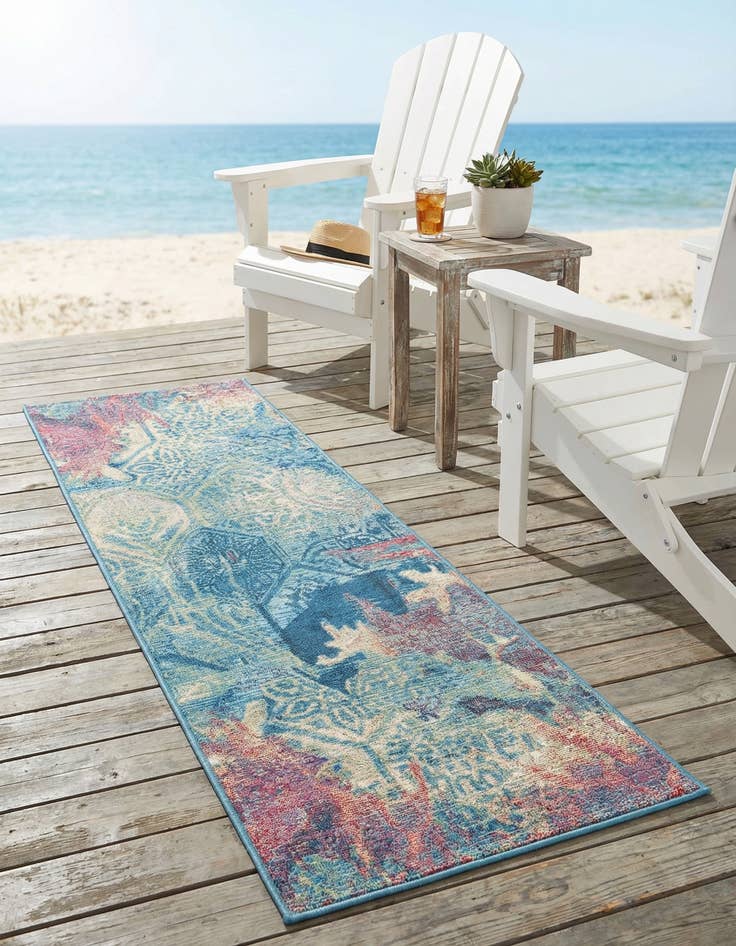 Detail image of 2' x 4'  Washable Coastal Indoor / Outdoor Runner Rug