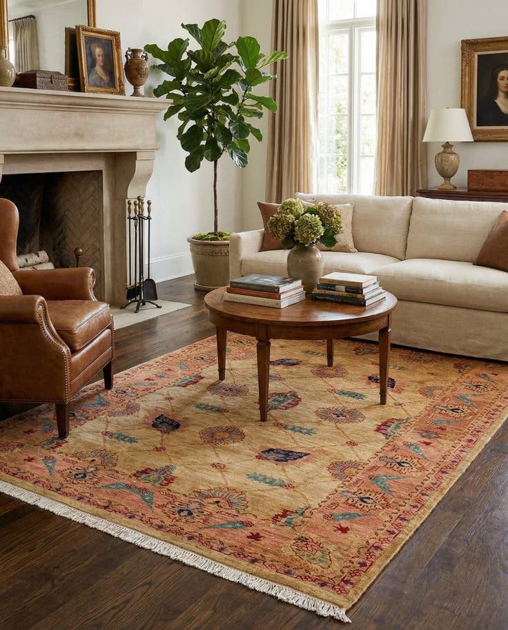 Detail image of 5' 2 x 7' 4 Hand Knotted Ziegler Wool Rug