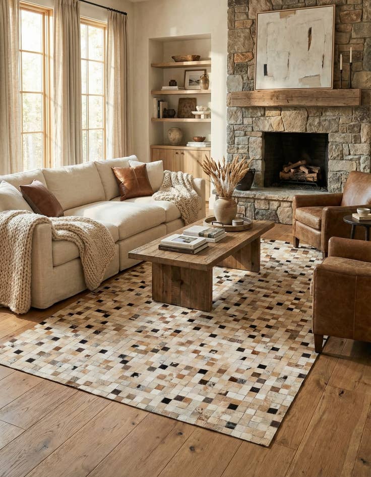 Detail image of 5' 1 x 7' 10 Cowhide - Patchwork Rug