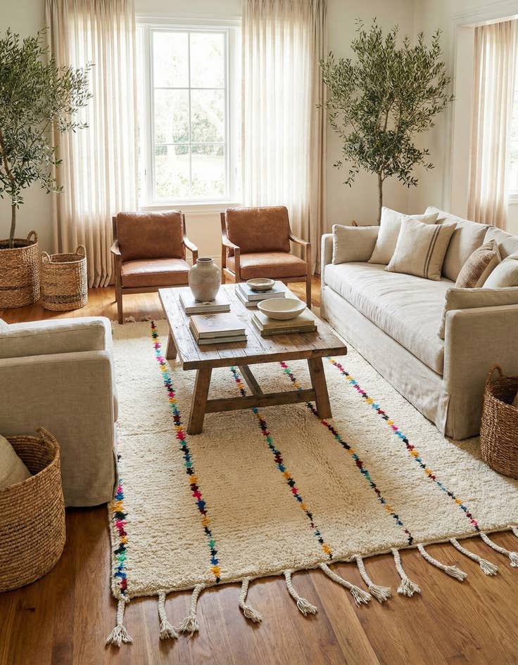 Detail image of  4' 9 x 6' 4  Hand Knotted Moroccan Wool Rug