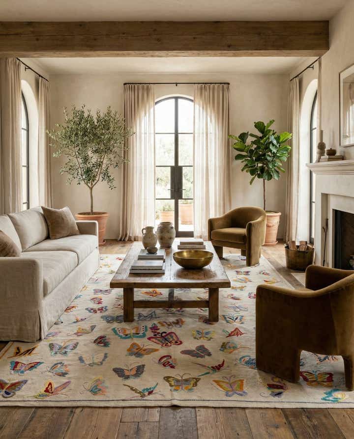 6' 9 x 9' 2 Hand Woven Kilim Suzani Wool Rug
