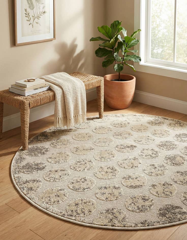 Detail image of  3' x 3'  Washable Sabrina Soto Indoor / Outdoor Round Rug