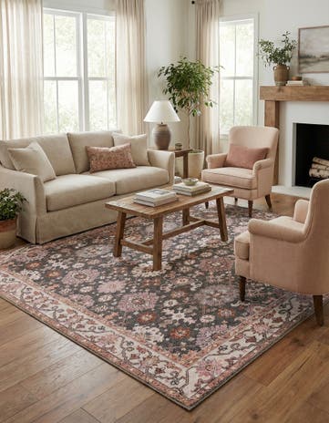 Gray Washable Timeless Square Rug