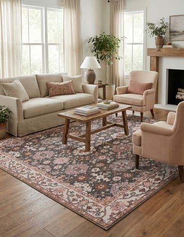Gray Washable Timeless Square Rug