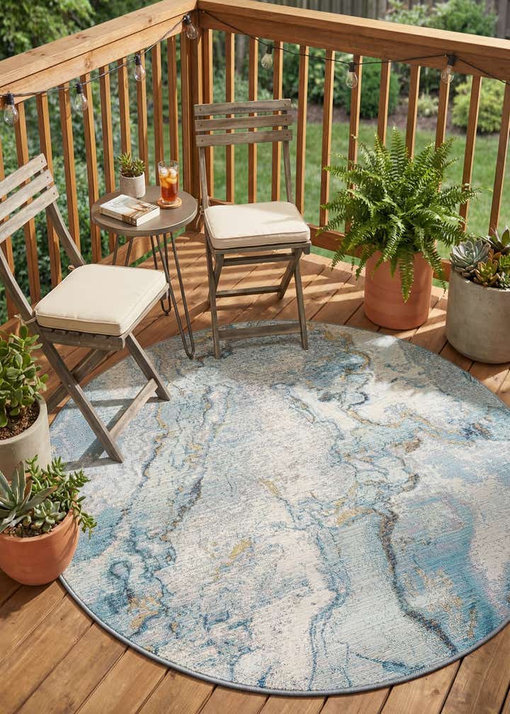 4' x 4' Easy-Clean Modern Indoor / Outdoor Round Rug