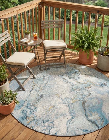 4' x 4' Easy-Clean Modern Indoor / Outdoor Round Rug