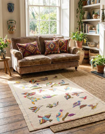 3' 3 x 4' 9 Hand Woven Kilim Suzani Wool Rug