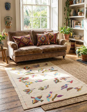 3' 3 x 4' 9 Hand Woven Kilim Suzani Wool Rug