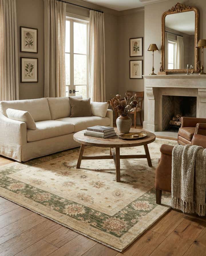 5' 8 x 8' Hand Knotted Peshawar Ziegler Rug