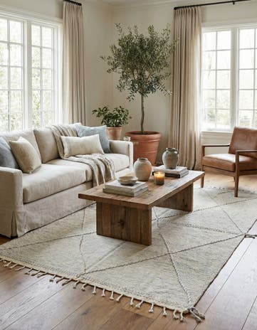 6' 5 x 9' 4 Hand Knotted Moroccan Wool Rug