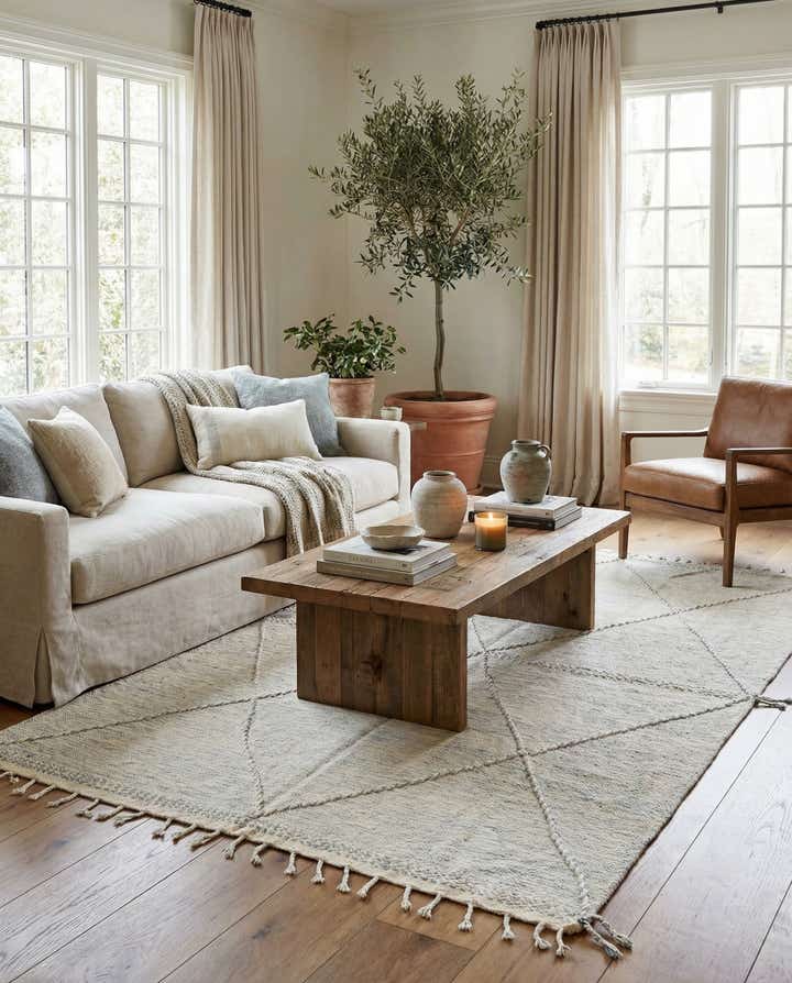 6' 5 x 9' 4 Hand Knotted Moroccan Wool Rug