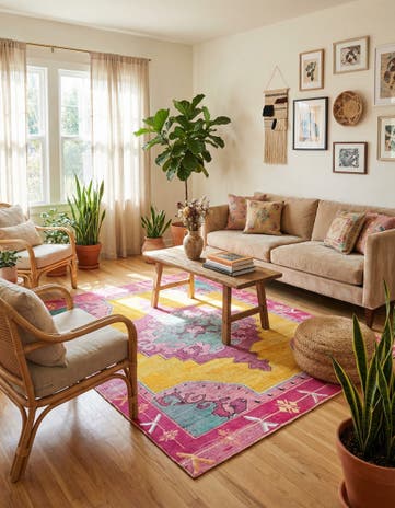 7' 6 x 7' 6 Washable Timeless Square Rug
