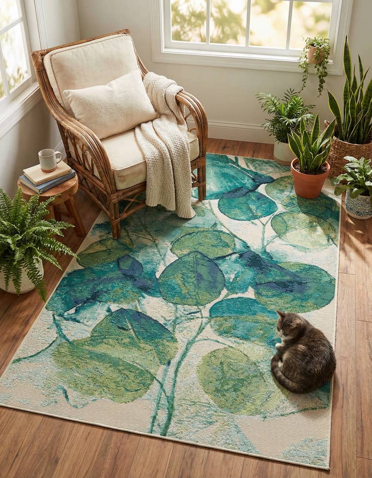Detail image of 3' 3 x 5' 3 Easy-Clean Botanical Indoor / Outdoor Rug