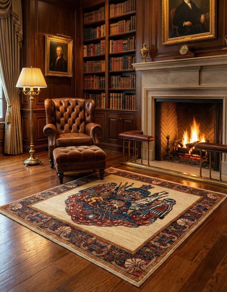 Detail image of 4' 4 x 5' 2 Luribaft Wool Square Rug