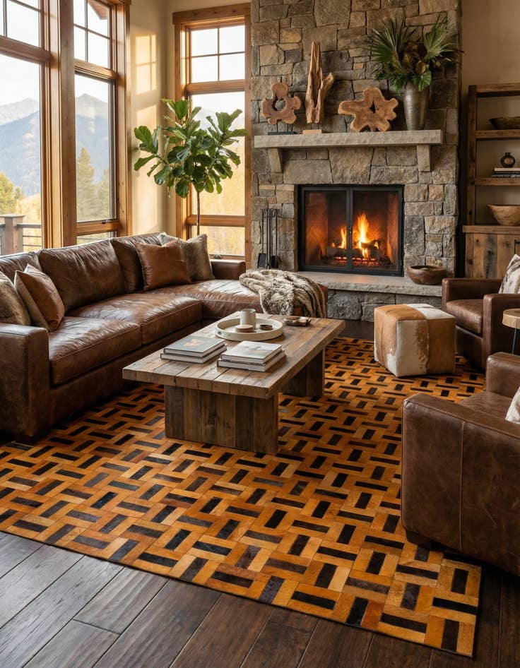 Detail image of 8' x 9' 9 Cowhide - Patchwork Rug