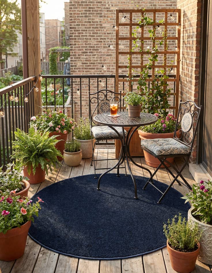 Detail image of 3' 1 x 3' 1  Washable Solid Indoor / Outdoor Round Rug