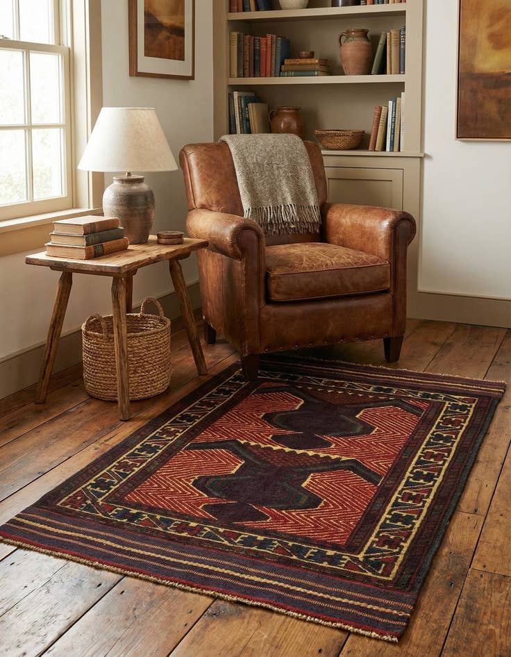 Detail image of 2' 10 x 4' 6  Hand Knotted Sumak Wool Rug