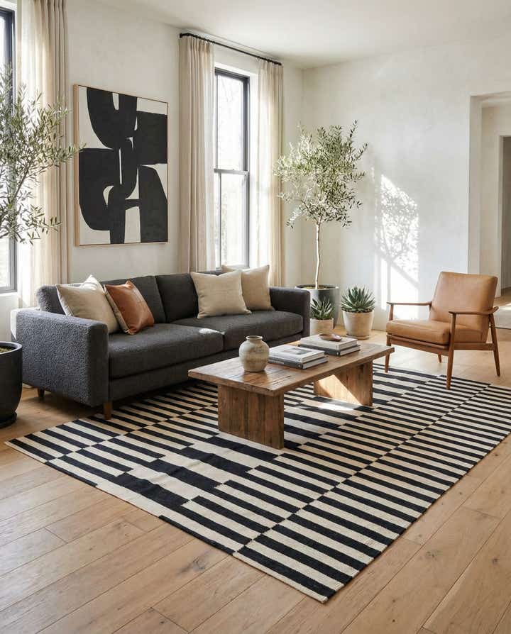 5' 8 x 7' 7 Hand Woven Kilim Modern Wool Rug