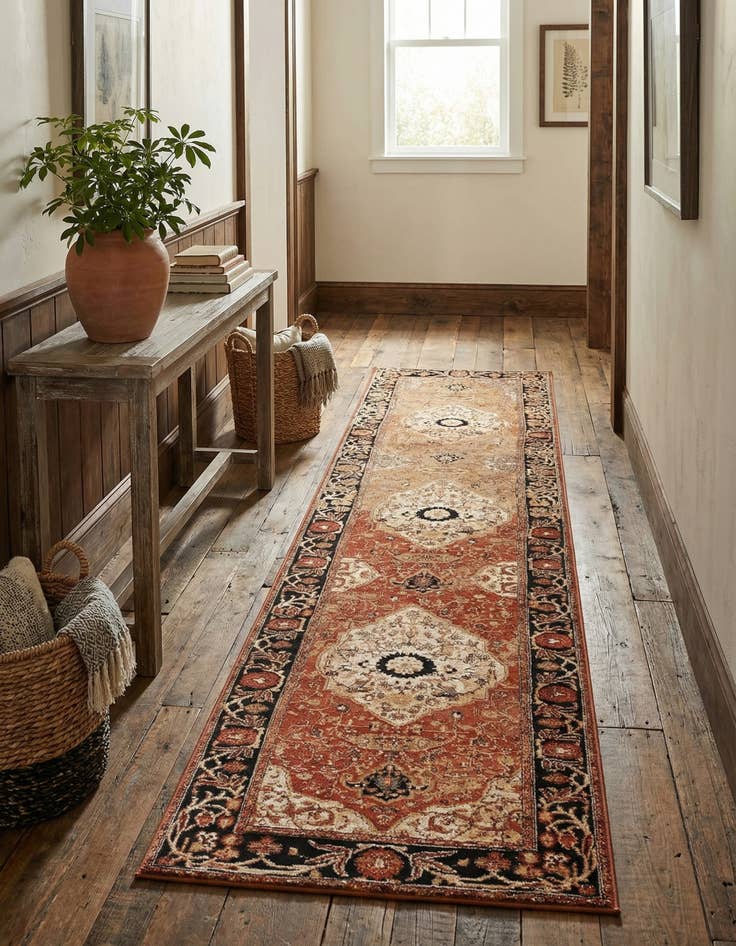 Detail image of 2' 7 x 12'  Washable Traditional Indoor / Outdoor Runner Rug