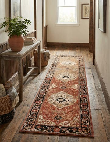 Easy-Clean Traditional Indoor / Outdoor Runner Rug