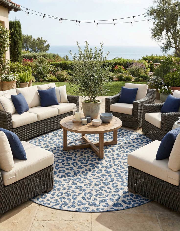 Detail image of 13' x 13'  Washable Safari Indoor / Outdoor Round Rug