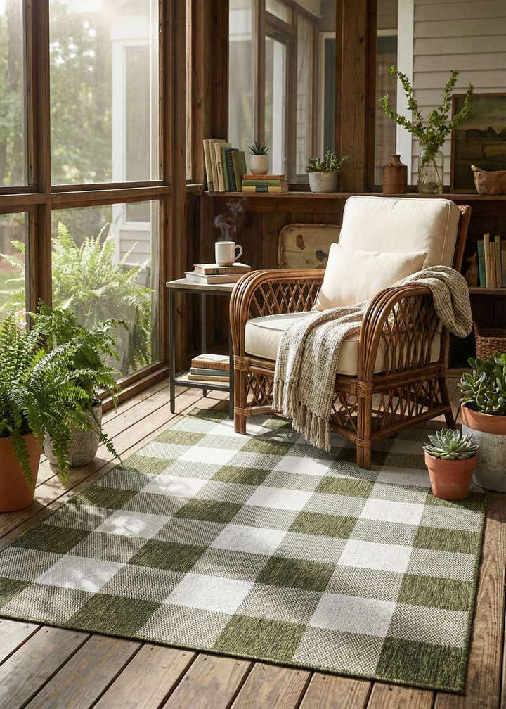 4' x 6' Easy-Clean Checkered Indoor / Outdoor Rug