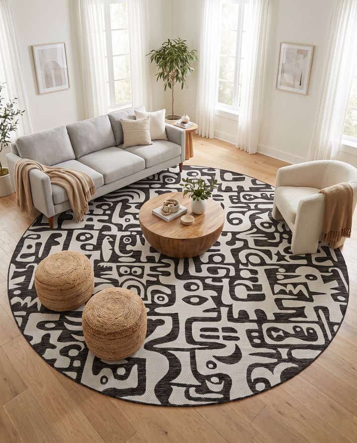 10' x 10' Easy-Clean Modern Indoor / Outdoor Round Rug