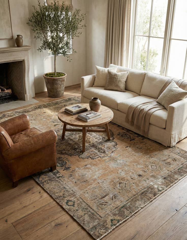 Detail image of 6' x 8' 9  Hand Knotted Ultra Vintage Persian Wool Rug