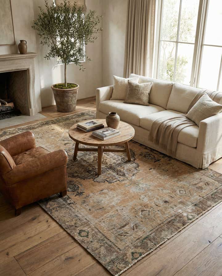 6' x 8' 9 Hand Knotted Ultra Vintage Persian Wool Rug